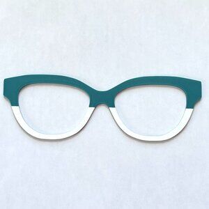 Teal and White Quinn Pair Eyewear Topper-Quinn Frame Topper-New!